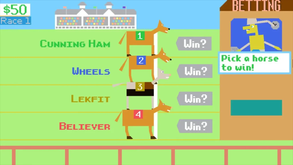Horsey Game racing track with horses competing